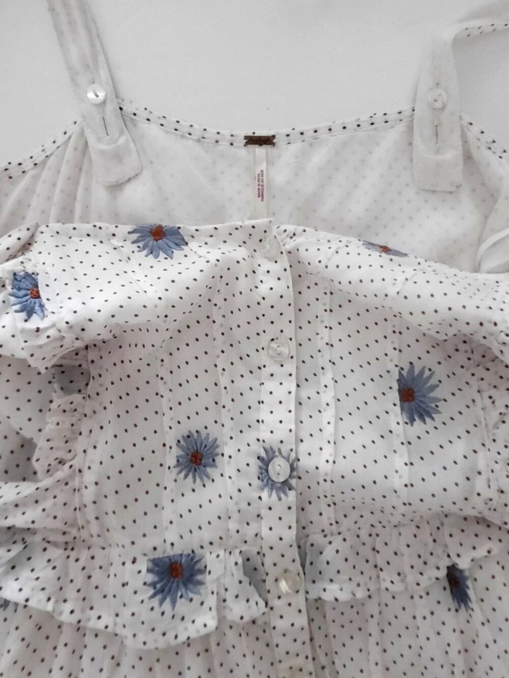 Free People Daisy Chain Cotton Midi Dress Embroidered Ecru Combo Size L NWT - Picture 10 of 13